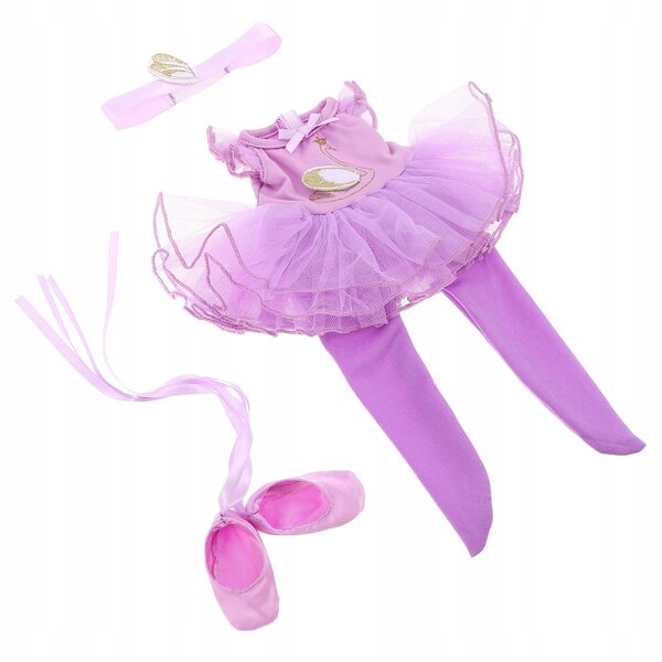 Komplettset lila Ballerinakleid mit Zubehör für 14-Zoll-Puppe