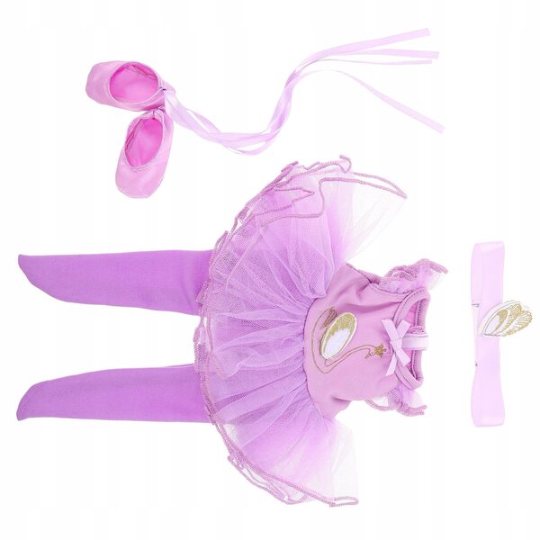 Komplettset lila Ballerinakleid mit Zubehör für 14-Zoll-Puppe