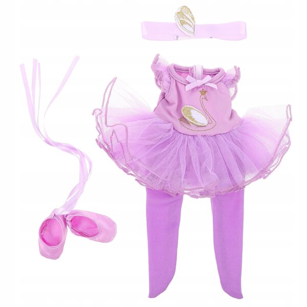 Komplettset lila Ballerinakleid mit Zubehör für 14-Zoll-Puppe