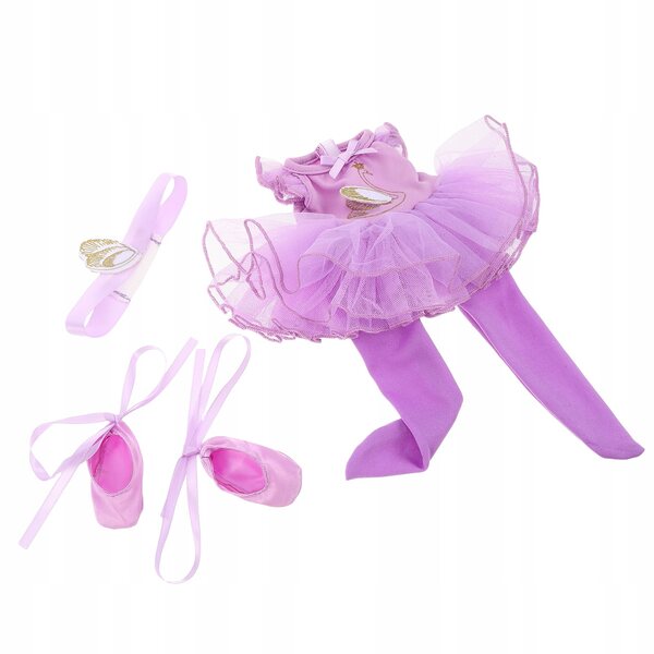 Komplettset lila Ballerinakleid mit Zubehör für 14-Zoll-Puppe