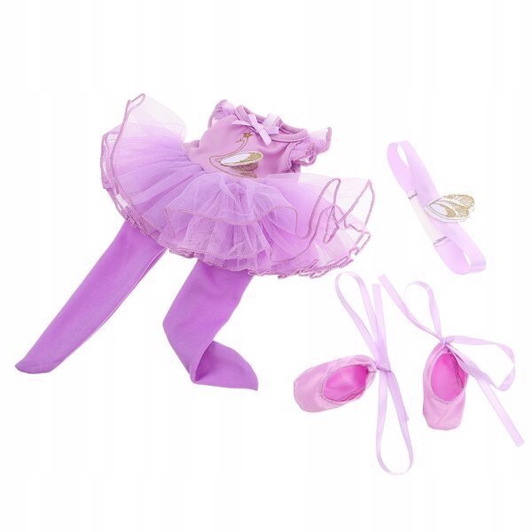Komplettset lila Ballerinakleid mit Zubehör für 14-Zoll-Puppe