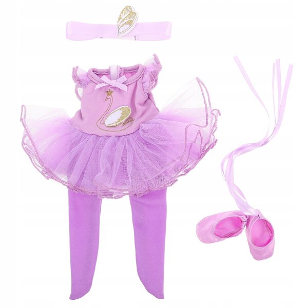 Komplettset lila Ballerinakleid mit Zubehör für 14-Zoll-Puppe