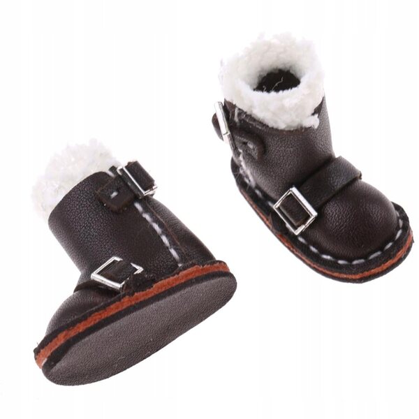 Scarpe in pelle PU con fibbia per bambole da 12 pollici - Marrone scuro