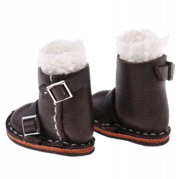 Scarpe in pelle PU con fibbia per bambole da 12 pollici - Marrone scuro