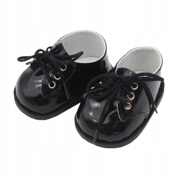 Scarpe in pelle PU per bambole da 38 cm, nere, per giochi educativi e collezione