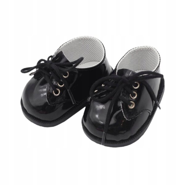 Scarpe in pelle PU per bambole da 38 cm, nere, per giochi educativi e collezione