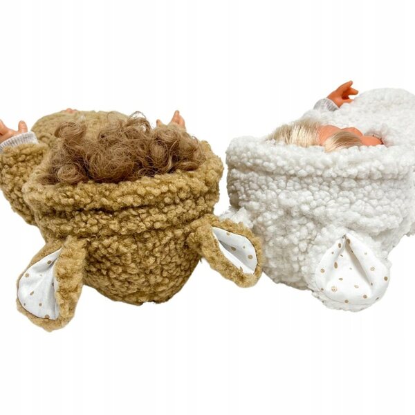 Ecru-Winterkombination für Miniland-Puppen 34–38 cm mit Sherpa-Fell