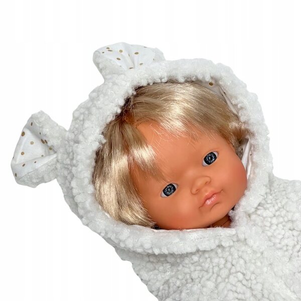 Ecru-Winterkombination für Miniland-Puppen 34–38 cm mit Sherpa-Fell