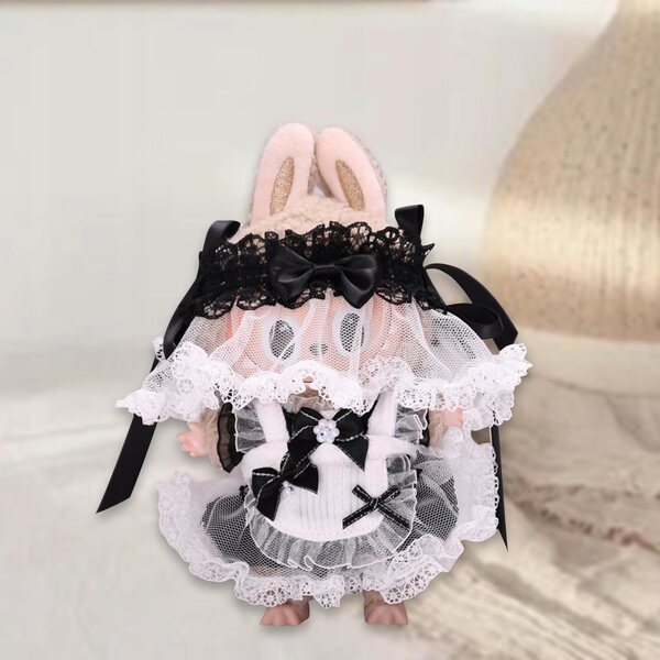 Set abbigliamento morbido per bambole 17 cm con vestito, sciarpa e accessori