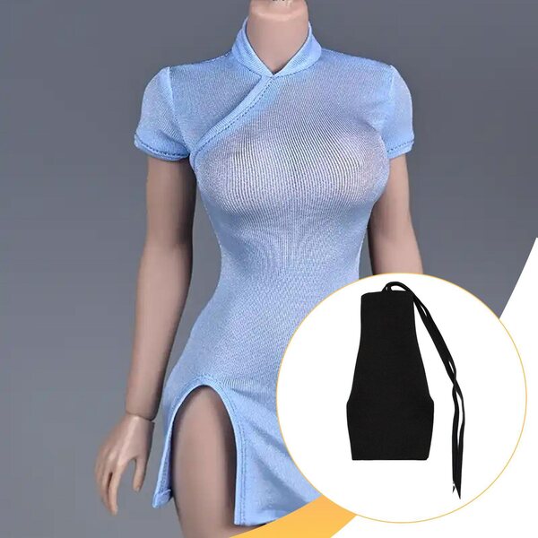 1:6 Schwarzes Cheongsam-Minikleid für Puppen – elegant und verstellbar