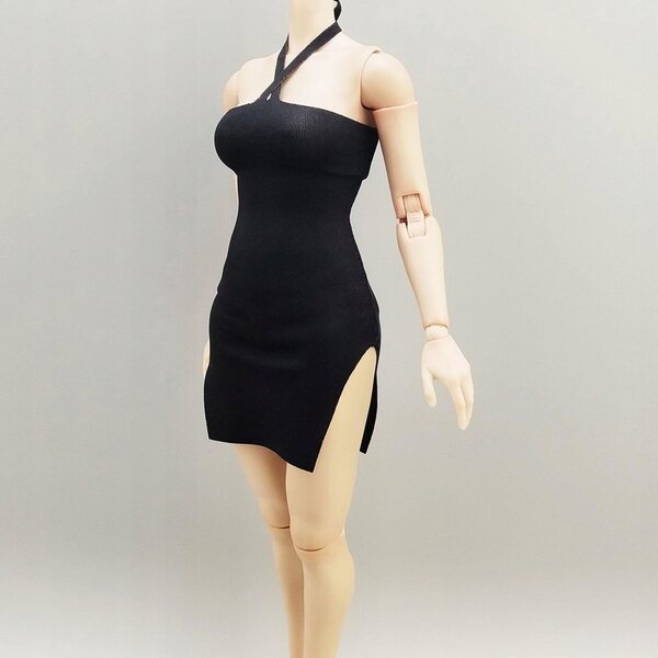 1:6 Schwarzes Cheongsam-Minikleid für Puppen – elegant und verstellbar