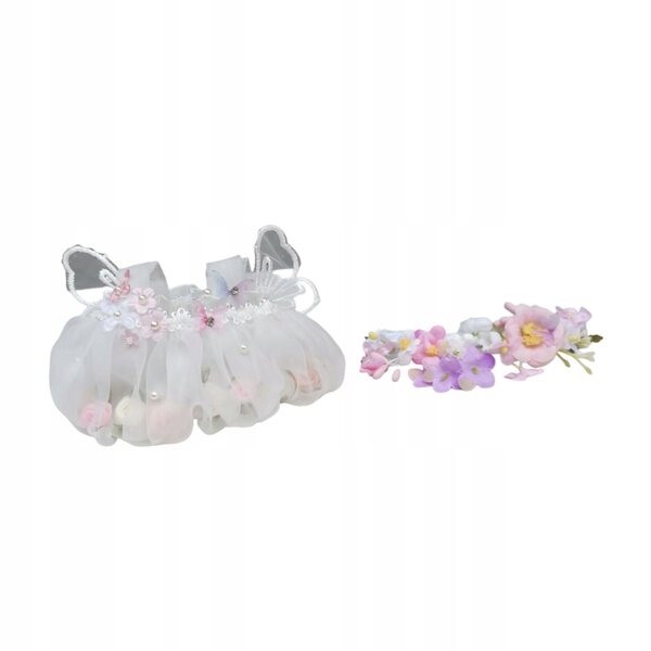 Feenpuppenkleid mit rosa Stirnband – Kleidung für 15 cm große Puppen