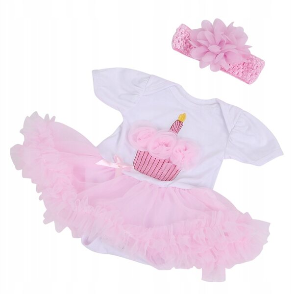 20-22 Zoll großes Puppenkleid aus rosa Baumwollmischung mit Spitzenbesatz