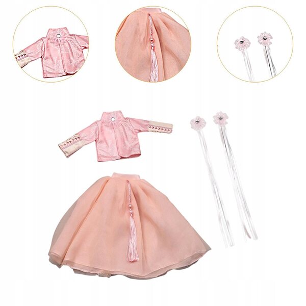 1/6 Rosa Prinzessinnenkleid mit Zubehör für 30 cm große BJD-Puppen