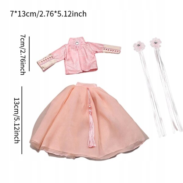 1/6 Rosa Prinzessinnenkleid mit Zubehör für 30 cm große BJD-Puppen