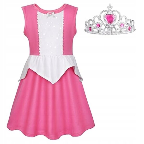 Costume Principessa Aurora con Corona e Vestito per Bambina - Carnevale e Feste