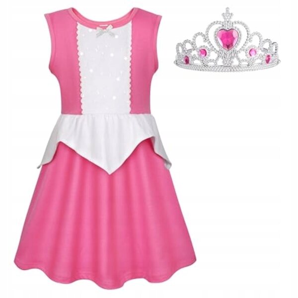Costume Principessa Aurora con Corona e Vestito per Bambina - Carnevale e Feste