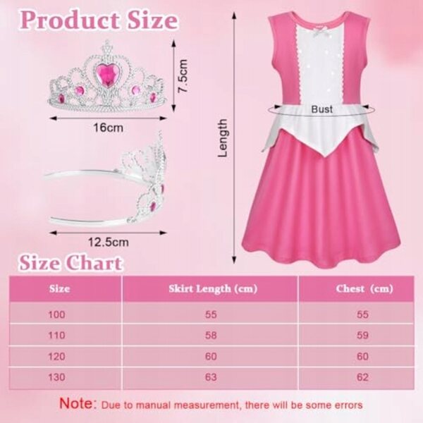 Costume Principessa Aurora con Corona e Vestito per Bambina - Carnevale e Feste