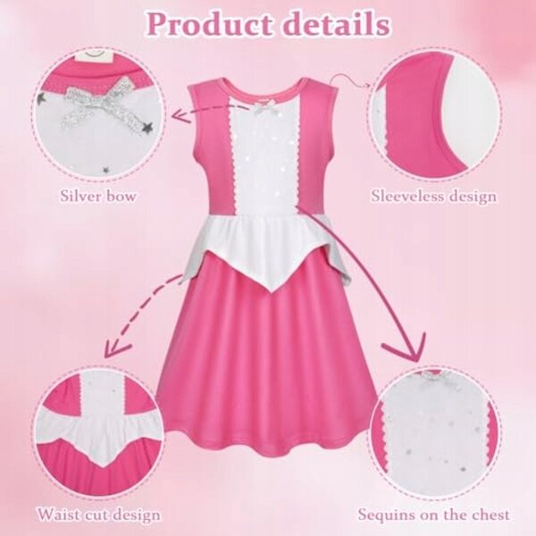 Costume Principessa Aurora con Corona e Vestito per Bambina - Carnevale e Feste