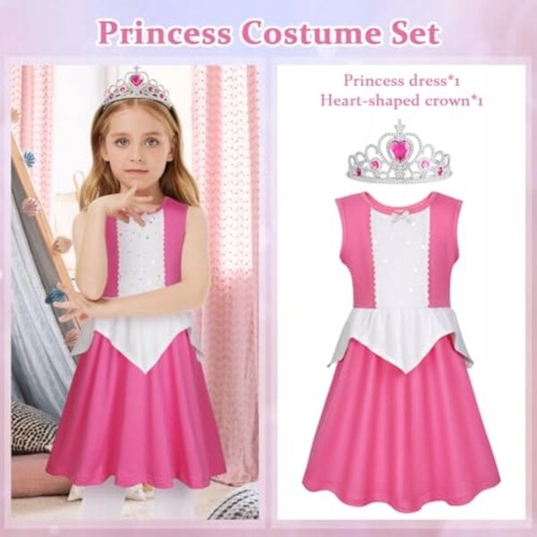 Costume Principessa Aurora con Corona e Vestito per Bambina - Carnevale e Feste