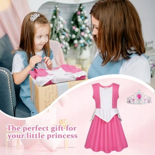 Costume Principessa Aurora con Corona e Vestito per Bambina - Carnevale e Feste