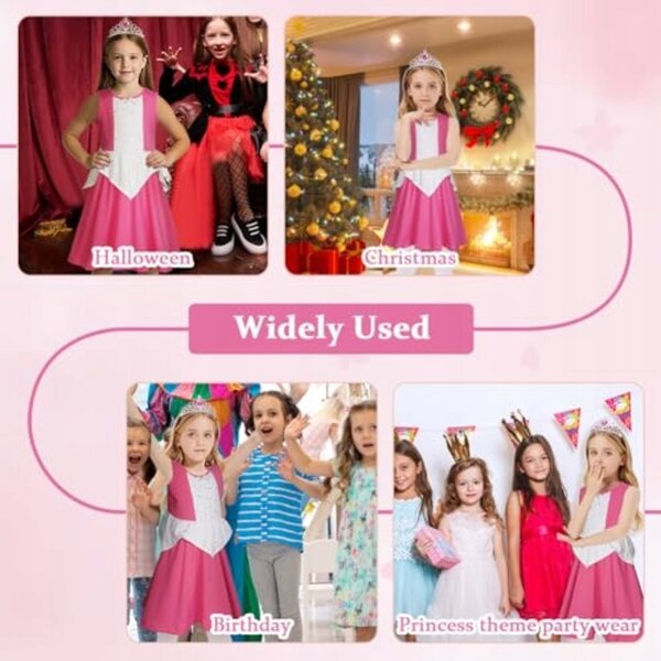 Costume Principessa Aurora con Corona e Vestito per Bambina - Carnevale e Feste