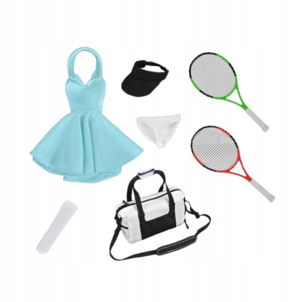 Tenniskleding voor poppen op schaal 1:6 - Complete set tennisaccessoires