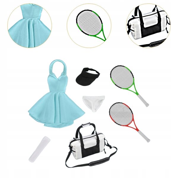 Tenniskleding voor poppen op schaal 1:6 - Complete set tennisaccessoires