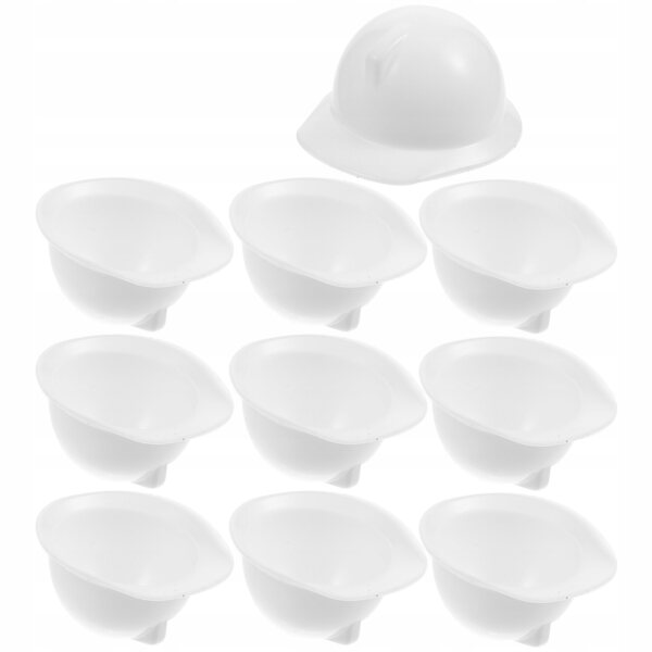 Set 10 Mini Caschi Edili Realistici in ABS Bianchi per Decorazioni e Giochi