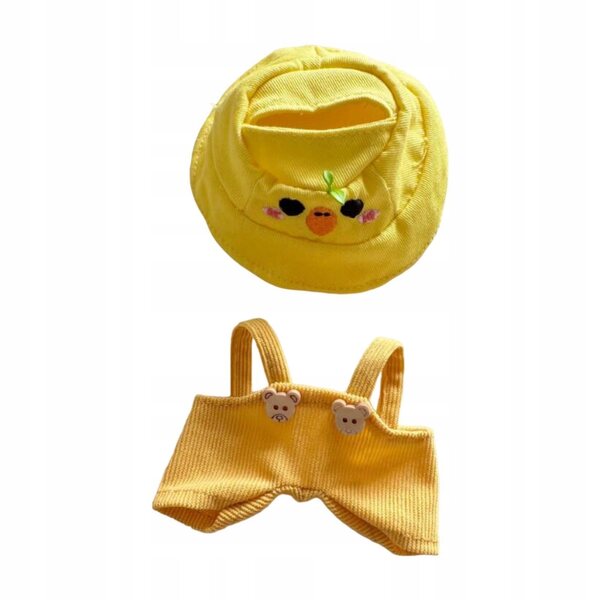 Pagliaccetto in peluche con accessori e cappello, completo per bambole da 17 cm