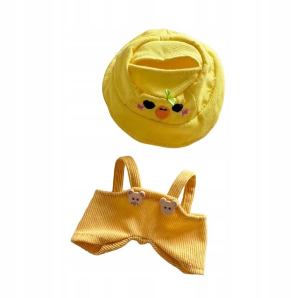 Pagliaccetto in peluche con accessori e cappello, completo per bambole da 17 cm
