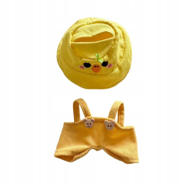 Pagliaccetto in peluche con accessori e cappello, completo per bambole da 17 cm