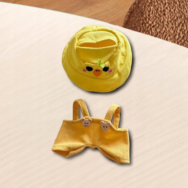 Pagliaccetto in peluche con accessori e cappello, completo per bambole da 17 cm