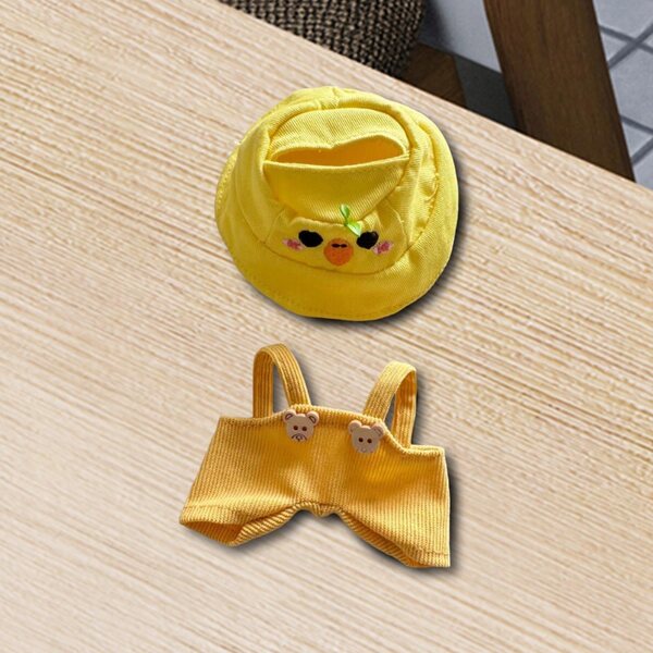 Pagliaccetto in peluche con accessori e cappello, completo per bambole da 17 cm