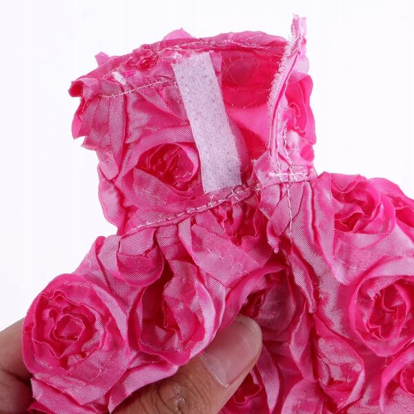 Rotes Rosen-Puppenkleid mit dreidimensionalen Blumen, 28–30 cm