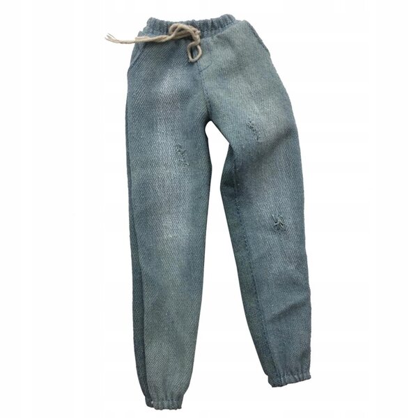 Jeans da uomo 1/6 effetto consumato per action figure da 12 pollici, colore azzurro chiaro