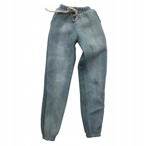 Jeans da uomo 1/6 effetto consumato per action figure da 12 pollici, colore azzurro chiaro