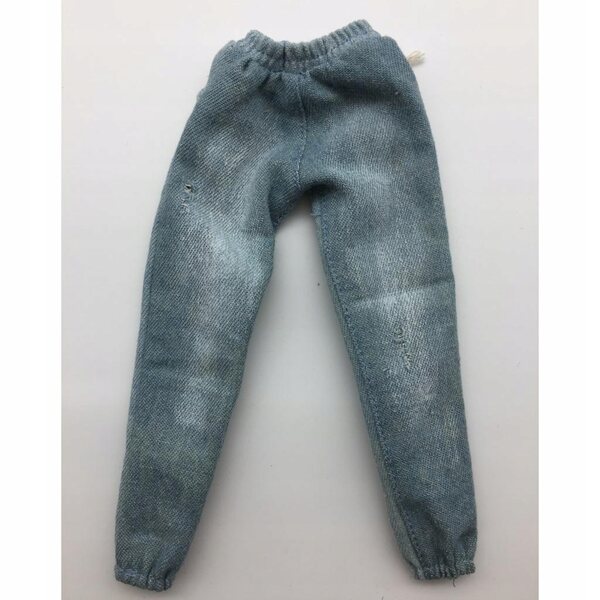 Jeans da uomo 1/6 effetto consumato per action figure da 12 pollici, colore azzurro chiaro