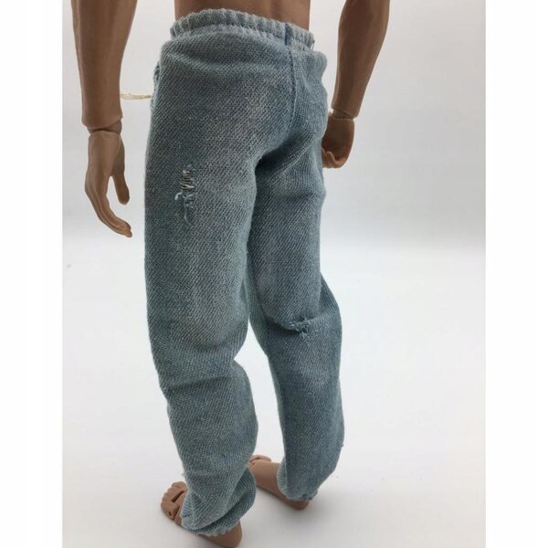 Jeans da uomo 1/6 effetto consumato per action figure da 12 pollici, colore azzurro chiaro