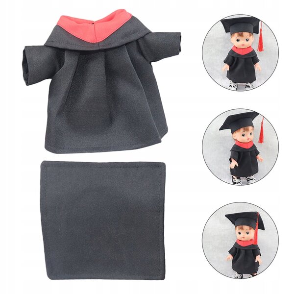 Abschlusskleidungsset für 25-cm-Puppe mit Hut, weicher schwarzer Stoff