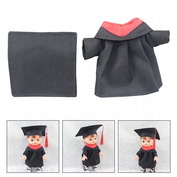 Abschlusskleidungsset für 25-cm-Puppe mit Hut, weicher schwarzer Stoff