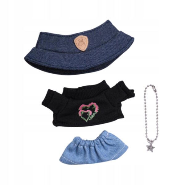 4-teiliges Kleidungsset für 15–17 cm große Puppen mit T-Shirt, Jeans, Halskette und Hut