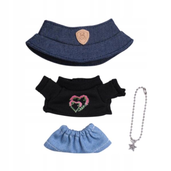4-teiliges Kleidungsset für 15–17 cm große Puppen mit T-Shirt, Jeans, Halskette und Hut