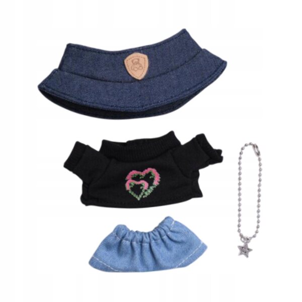 4-teiliges Kleidungsset für 15–17 cm große Puppen mit T-Shirt, Jeans, Halskette und Hut