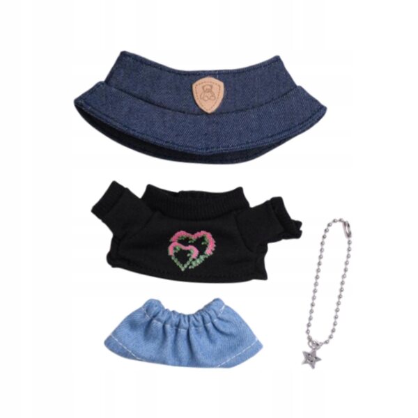 4-teiliges Kleidungsset für 15–17 cm große Puppen mit T-Shirt, Jeans, Halskette und Hut