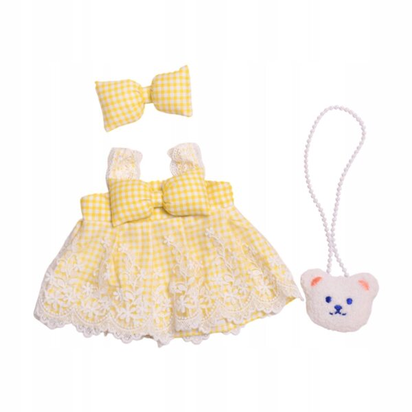 Prinzessinnenkleid mit Haarschmuck für 38cm Puppen gelb