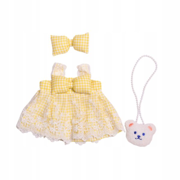 Prinzessinnenkleid mit Haarschmuck für 38cm Puppen gelb