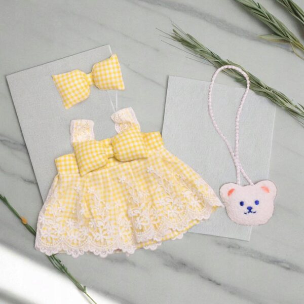 Prinzessinnenkleid mit Haarschmuck für 38cm Puppen gelb