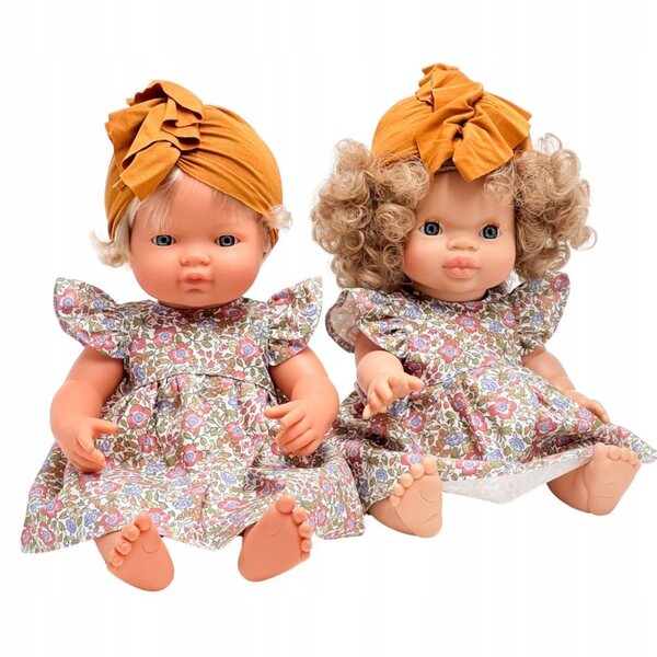 Kleidungsset mit Kleid und Turban für Miniland 38 cm Stoffpuppen