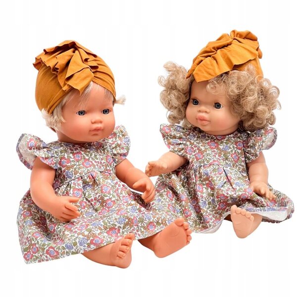 Kleidungsset mit Kleid und Turban für Miniland 38 cm Stoffpuppen